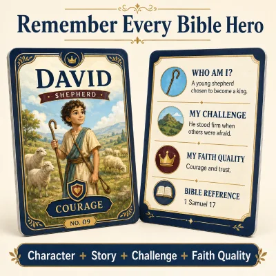OEM Interactive Bible Heroes Cards for Kids Thermochromic Reveal Christian Learning Trading Card Game