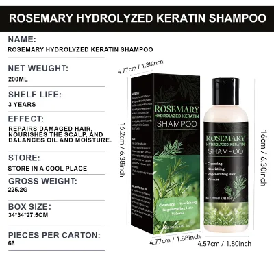 Rosemary Keratin Shampoo 200ml Herbal Hair Care Deeply Cleanses and Nourishes Hair, Strengthens Hair Structure Damaged Hair Care