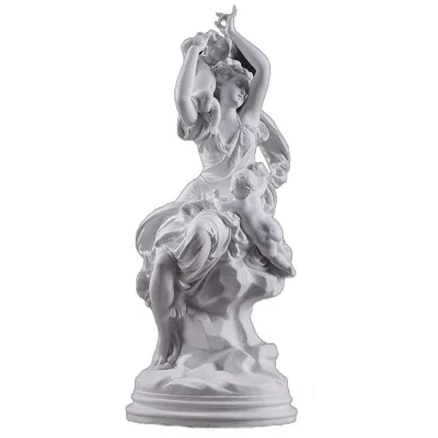 Elegant Marble Sculpture - Handcrafted Female Figure with Cherubs