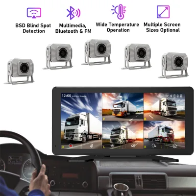 High Quality 10.36" Screen AHD 1080P Reverse Camera Monitor with Blind Spot Warning Anti-Theft Protection Waterproof Night View