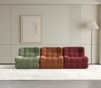 Modern European Square Single Tufted Velvet Fabric Bed Sectional Sofa Set with Durable Sponge Filling for Living Room and Hotel