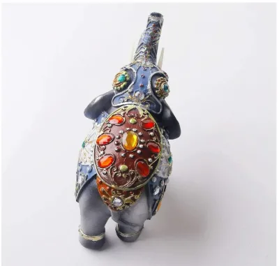 Polyresin Elephant Figurines 7.4in L6.7in H for Home Decor Ornament