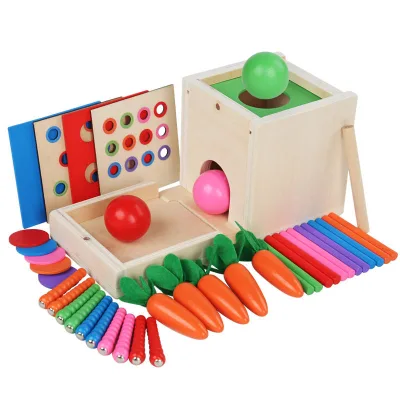 Montessori Multifunctional Kids Puzzle Box Pull Radish Fishing Matching Drawing Toy