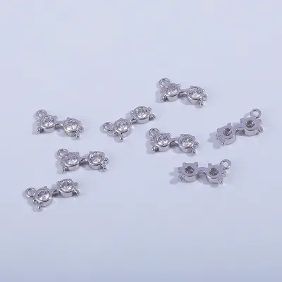 Fine Jewelry Pendants Charms Silver Plated Glasses Shape Zircon Jewelry Pendants Charms for Necklace Making for Women Gift