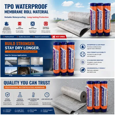 Polyethylene Polypropylene Waterproof Membrane, High Polymer Sheet for Roof Basement, Durable Leak-Proof, Easy Application