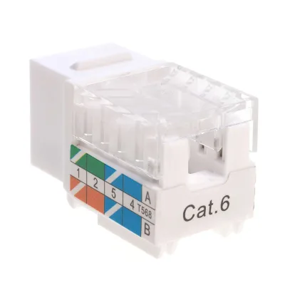 RJ45 Cat6/5e White Keystone Jack 110 Type Modular Female Connectors Compatible With Speed Termination Tool Easy JACK