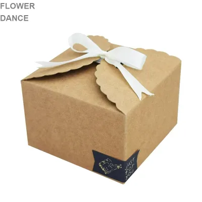 Square Muffin Cake Paper Box Brown Cookie Box 10-Piece Set for X'mas