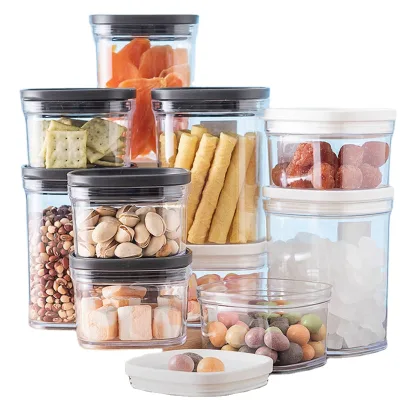 Kitchen Airtight Food Grade Canisters Fridge Organizer Plastic Storage Jars Set Sealed Containers with Lids