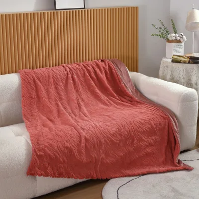 FY New Design Portable Custom 100% Polyester Blanket Classic Home Office Winter Dyeing