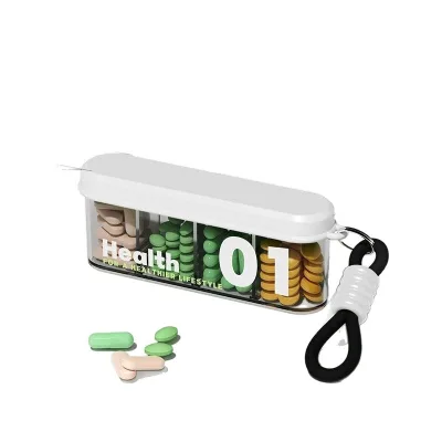 Plastic Rectangle Compartment Portable Pill case Travel Carry-On Mini Sealed Dustproof Storage Medicine Box