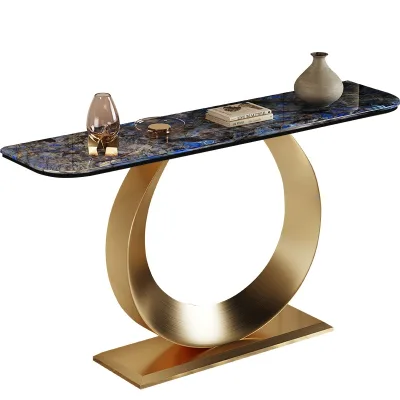 Italian Designer Marble Entrance Table with Light Luxury Rock Board New Metal Corridor Door Wind-Several Inspired Architecture