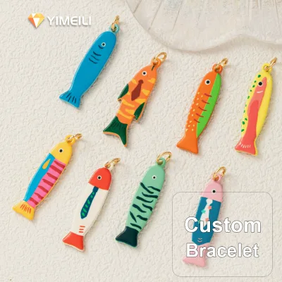 YML&Colorful Painted Small Fish Pendant, Assorted Ocean Cartoon Painted Fish Charms, DIY Bracelet Necklace Jewelry Accessories