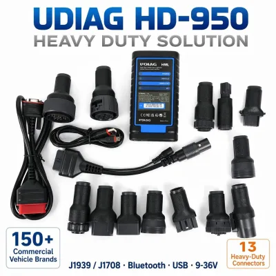 UDIAG HD-950 Heavy Duty Truck Diagnostic Kit 13 Connectors 150+ Commercial Vehicle Brands Diesel Scanner Expansion Package