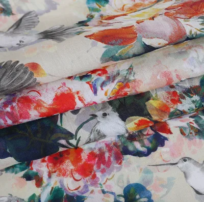 Print Ramie Nettle Fabric for Shirt Dress 100% Natural Ramie Fabric
