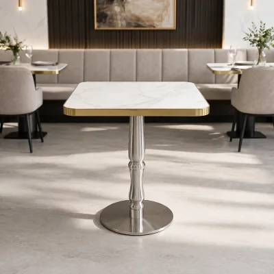 Hot Selling High Quality 60x60 Square Marble Dining Table Modern Restaurant Design for Outdoor Room or Hotel Use