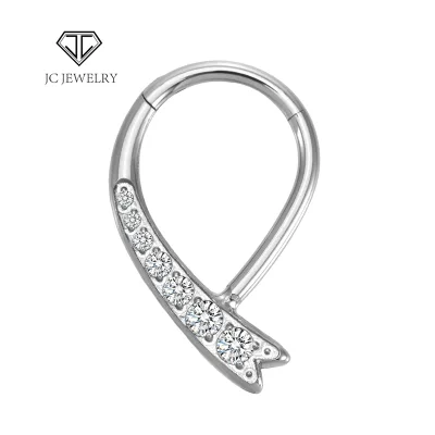 Customizable Romantic Style ASTM F136 Implant Grade Titanium Nose Ring Nail Stud Hoop Hinge Segment for Gift Piercing
