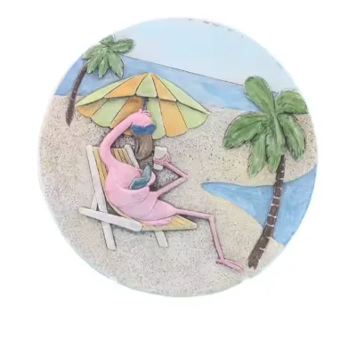 Hand Painted Irregular Stepping Stone, Flamingo Design Slate Stepping Stone,garden Stepping Stone