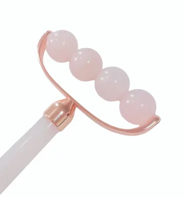 China factory OEM Beauty Products Wrinkle care Wellness Tool Four Round Beads Cooling Rose Quartz Natural Jade Face Roller