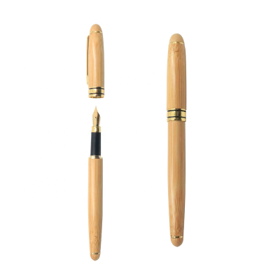 Luxury Wooden Fountain Pen High Quality Natural Bamboo Rose Wood Gold Trim Fountain Gift Pen