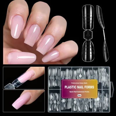 Hot Sale Nail Extension Dual Form 120PCS Boxed Clear Nail Mold with Scale Line Reusable No Paper Form Professional Nail Art