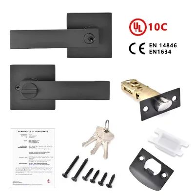 Matte Black Satin Nickel Antique Brass Aluminium Door Lever With Lock Available in Multiple Finishes