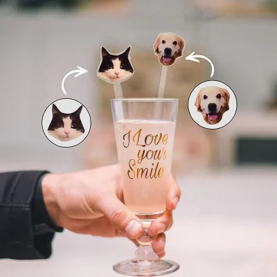 OEM Acrylic Drinks Stirrers Personalized Cupcake Toppers for Birthday Party, Wedding Drink Charms