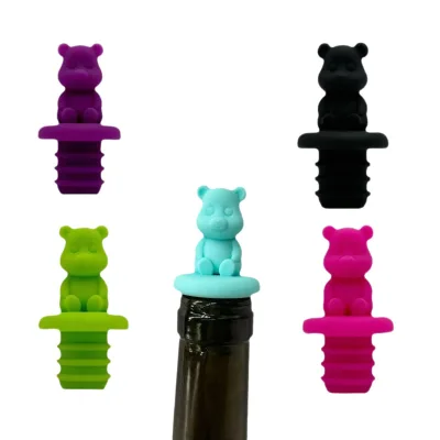 Silicone Wine Stopper Bear Shape Bottle Cute Animal Plug Reusable Cork Decorative Sealer Kitchen Bar Accessory Home Decor Item
