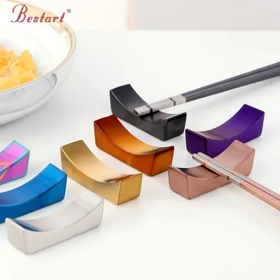 Custom Logo Reusable 304 Stainless Steel Chopstick Holder Restaurant & Hotel Restaurant Metal Chopstick Rest Stand for Weddings