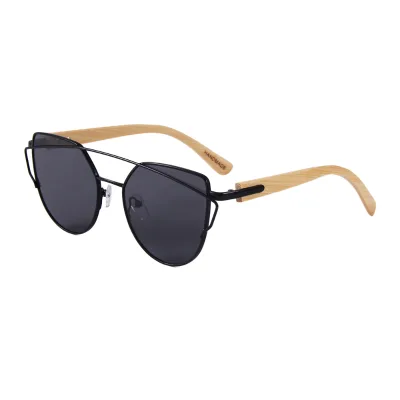 Metal Bamboo Sunglasses Custom logo Fashion Shade Flat Lens Bamboo Sunglasses