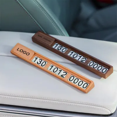 Customizable Luxury Business Logo Car Dashboard Temporary Parking Mobile Phone Number Card Plate Wood