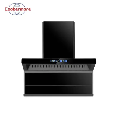 Smart Black Wall-Mounted Kitchen Cooktop Range Hood Powerful Suction Digital Touch Control Low Noise LED Light Household RV