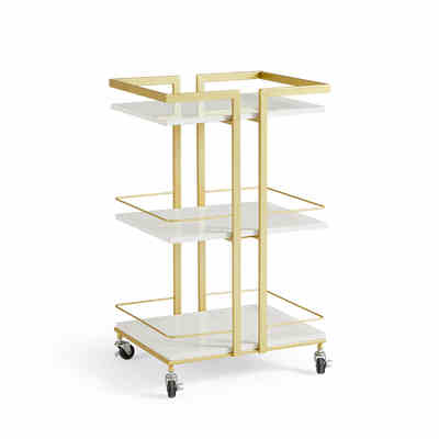 Beauty New Design Makeup Salon Cart 3 Tiers Pedicure Spa Nail Shop Trolley Gold Beauty Trolley With Lockable Wheels
