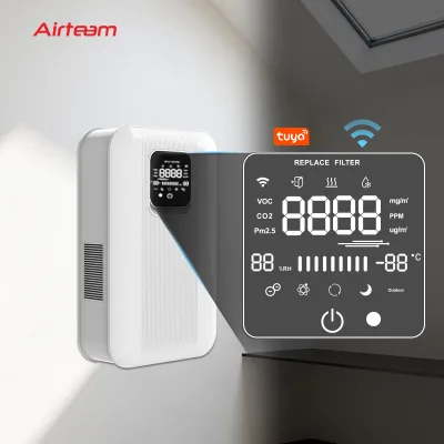 Airteam Wall Mounted Fresh Air System With WiFi Control And Digital Display For Home Office Use