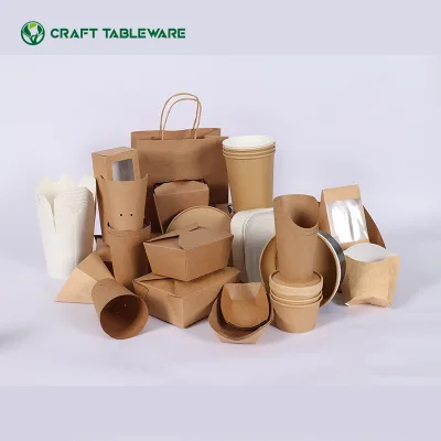 One Stop Supplier Disposable Paper Tableware Paper Bag/Bowl/Cup/Plate/Container/Tray for Restaurant Take Away Beverage