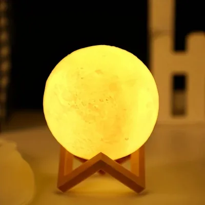 Modern Desk Holder Christmas Decor 10cm Led Lunar Shape Night Starry Sky 3D Moon Lamp Night Light