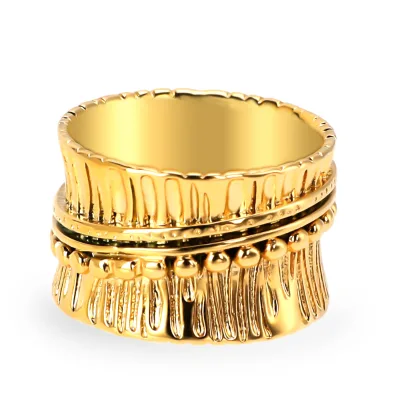 Gold Plated High End Brass Women Ring Featuring Unique Fashionable Open Design Exaggerated Ladies Fashion Rings