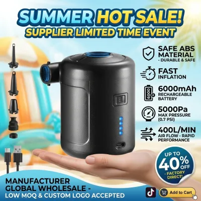 Wholesale GlobalUS EuropeHiking 6000mAh Multifunctional Camping Air Pump Handheld Inflator Outdoor Travel Inflatable Boat AirBed