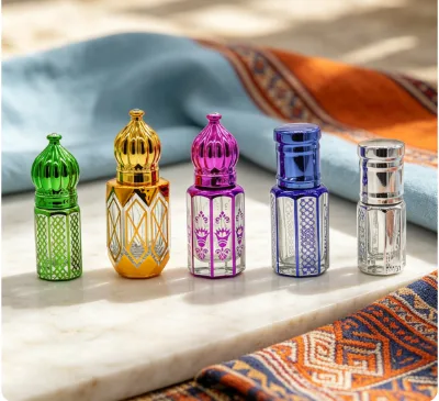 A Set square Mini Unique Shape 3ml 6 ml Glass Essential Oil Bottle for Oil