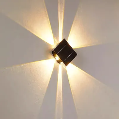 Outdoor solar wall lamp, high-power LED wall lamp, outdoor sports RGB point waterproof IP65 solar pillar lighting