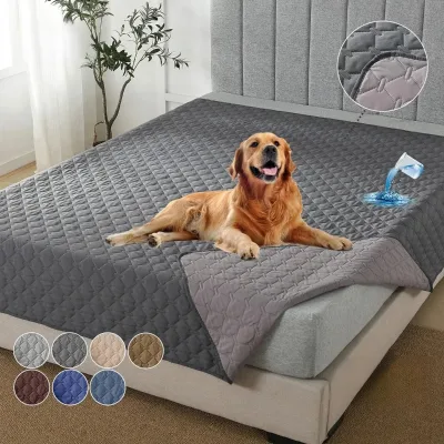 Waterproof Double-Sided Dog Bed Cover Solid Pattern Pet Blanket Protector for Sofa Couch