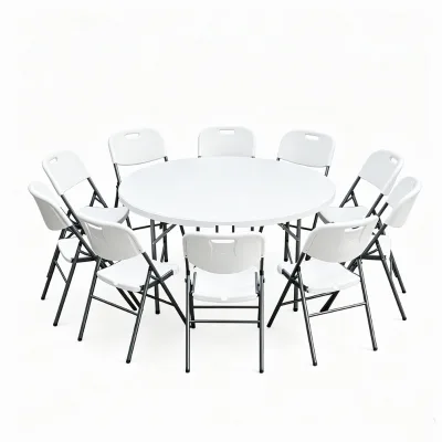 Popular Modern Easy Set-Up 6ft & 8ft Lightweight White HDPE Round Table for Dining Hotels & Party Wedding Banquets Foldable