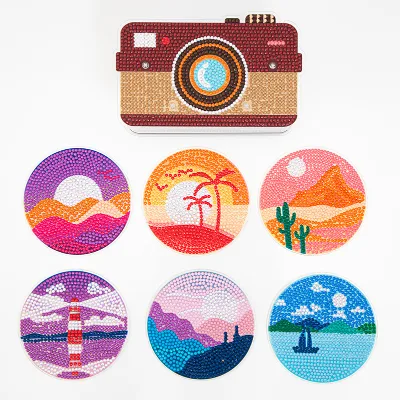 Custom Diamond Painting Coasters Set Non-Slip Acrylic Teacup Mat & Cup Placemat Factory ODM/OEM DIY Diamond Mosaic Mats & Pads