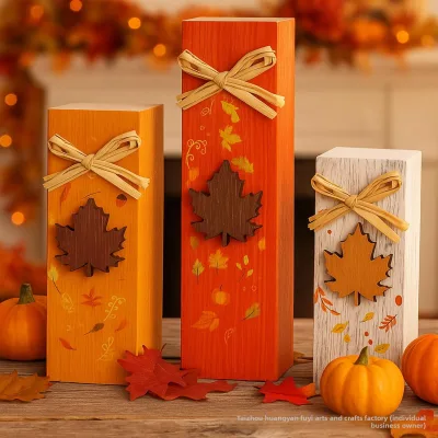 New Autumn Maple-leaf Wooden Ornament Thanksgiving Harvest-style Modern Minimalist Home Decor Creative Fall Desktop