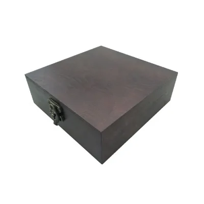 Square Hinged Lid Wood Boxes Wooden Storage Display Box with Foam EVA Insert Wooden Medal Box for Medals Coin Presentation Case