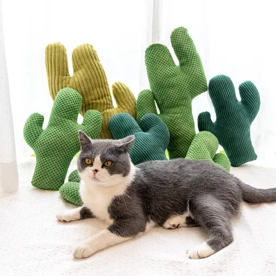 New Catnip Cactus Cat Toy Washable Reusable & Durable Plush Chew Toy for Cats, Built-in Catnip, Zipper Fun & Interactive Pet Toy