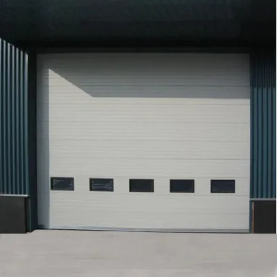 Custom Size Automatic Industrial Sectional Overhead Door with Pedestrian Wicket Door and Vision Panels for Warehouse
