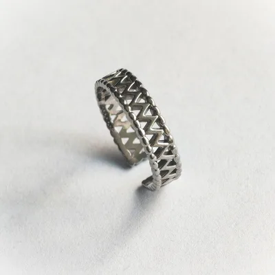 Minimalist Stainless Steel Geometric Hollow Open Design Adjustable Fashion Unisex Band Ring