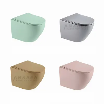 Color Wall Mounted Minimalist Ceramic Toilet, Modern Sanitary Ware with Soft Close Seat, Suspended Toilet for Hotel Villa