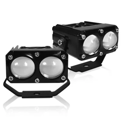Motorcycle Spotlight Fog Lights Spot Light Project Yellow and White Dual Beam Headlights 12-85V Universal