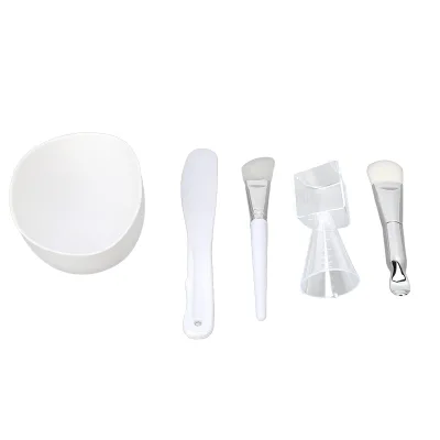 Face Mask Mixing Bowl Set 5 PCS DIY with Silicone Facial Stick Spatula Measuring Cup White